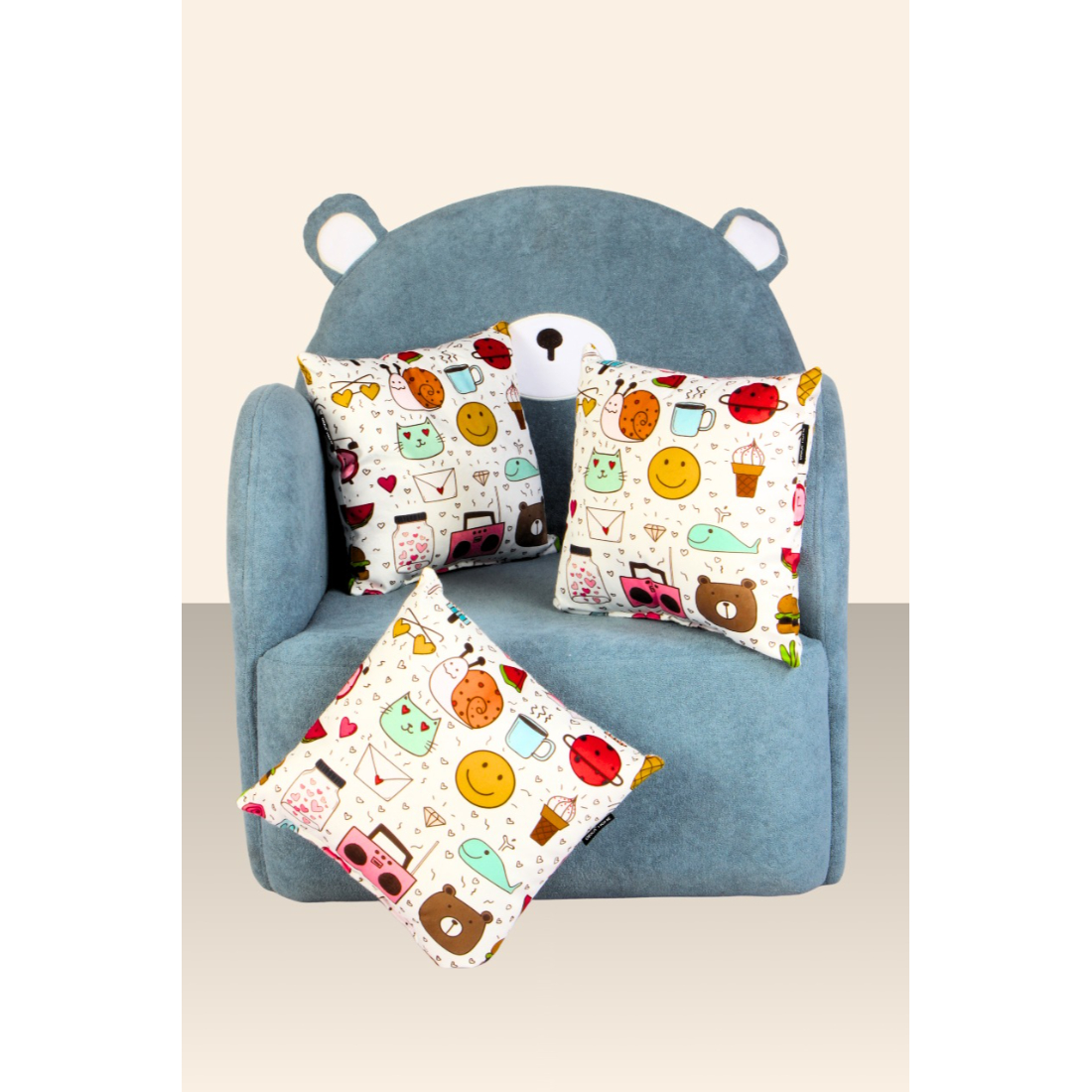 Orka Kids Filled Cushion Printed 12x12 (D1), Pack of 3